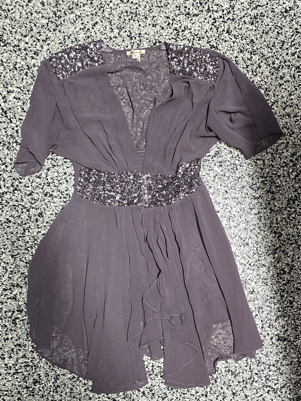 Marineblu Plum Sequin Waist Mini Dress